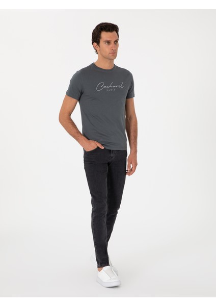 Erkek Antrasit Slim Fit Bisiklet Yaka T-Shirt 50310035-VR006