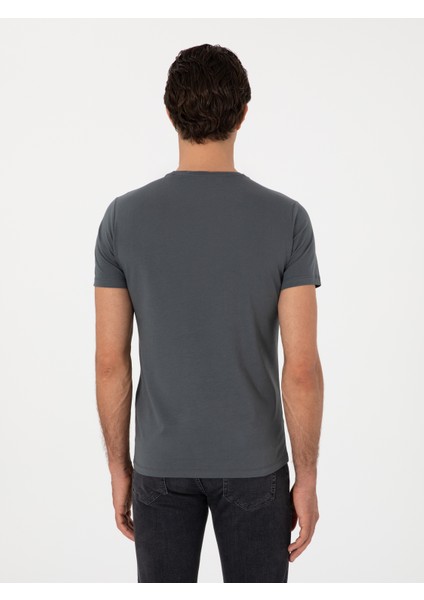 Erkek Antrasit Slim Fit Bisiklet Yaka T-Shirt 50310035-VR006