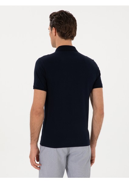 Erkek Lacivert Slim Fit Pamuk Polo Yaka T-Shirt 50300716-VR033