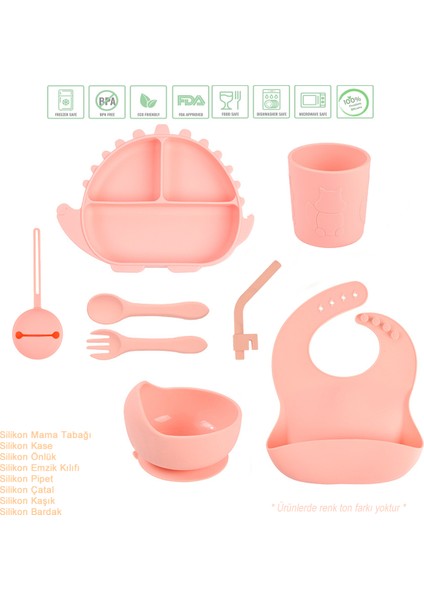 Silikon Beslenme Seti / Pembe