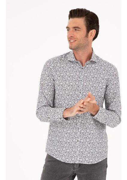 Erkek Haki Slim Fit Uzun Kollu Gömlek 50227030-VR027