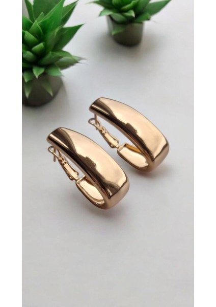Vıp Paslanmaz Çelik Oval Rose Gold Küpe
