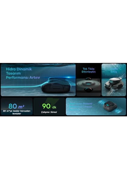 Scuba Se Kablosuz Havuz Temizleme Robotu