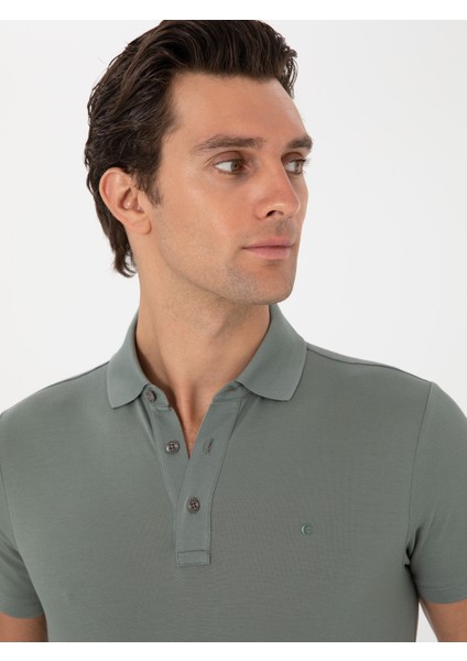 Erkek Çağla Yeşili Slim Fit Polo Yaka Pamuklu Basic T-Shirt 50300934-VR016 fiyatları