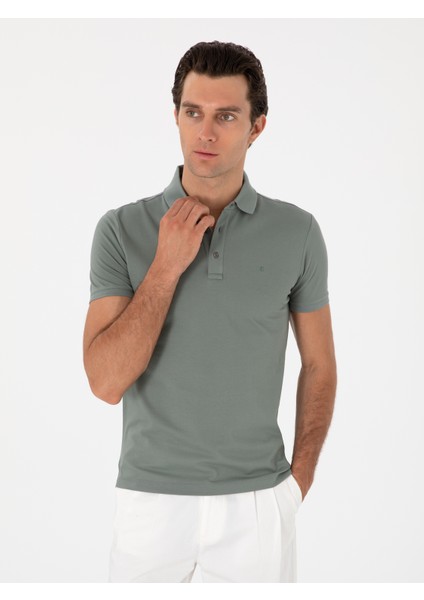 Erkek Çağla Yeşili Slim Fit Polo Yaka Pamuklu Basic T-Shirt 50300934-VR016 modelleri