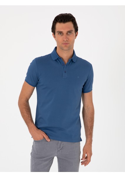Erkek Indigo Slim Fit %100 Pamuk Polo Yaka T-Shirt 50300934-VR028