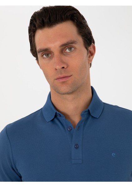 Erkek Indigo Slim Fit %100 Pamuk Polo Yaka T-Shirt 50300934-VR028 fiyatları