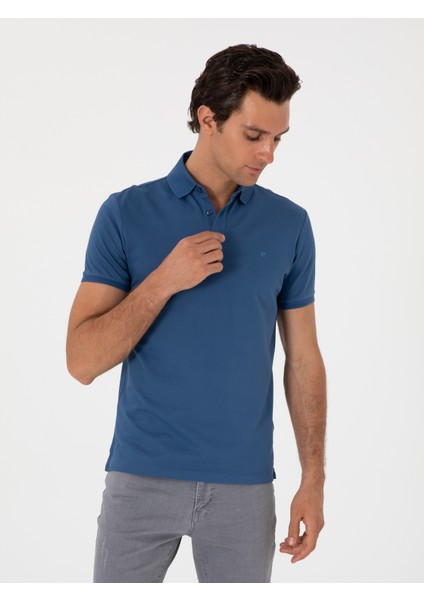 Erkek Indigo Slim Fit %100 Pamuk Polo Yaka T-Shirt 50300934-VR028 modelleri