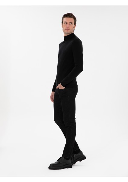 Erkek Siyah Slim Fit Basic Kazak 50293281-VR046