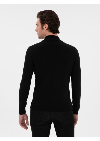 Erkek Siyah Slim Fit Basic Kazak 50293281-VR046
