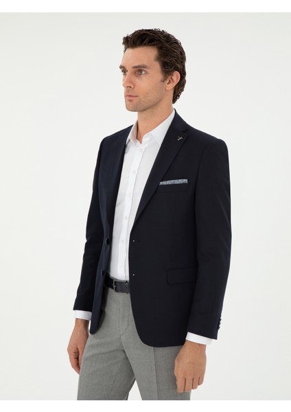 Erkek Lacivert Slim Fit Yün Karışımlı Klasik Ceket 50306044-VR033 modelleri