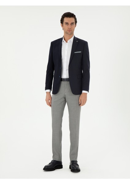 Erkek Lacivert Slim Fit Yün Karışımlı Klasik Ceket 50306044-VR033 fırsatları