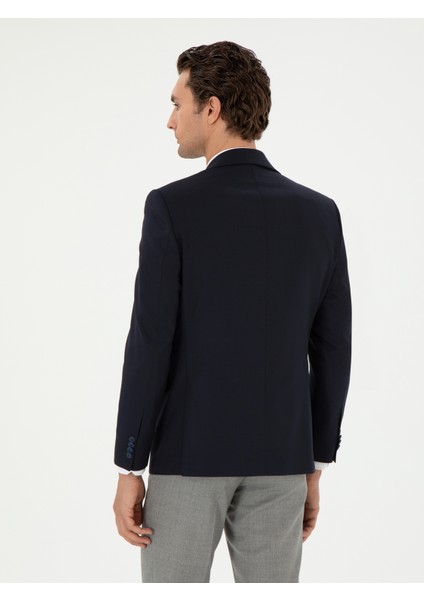 Erkek Lacivert Slim Fit Yün Karışımlı Klasik Ceket 50306044-VR033 indirimleri