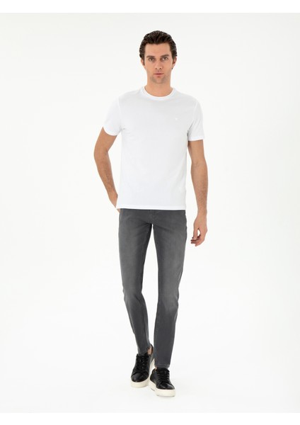 Erkek Beyaz Slim Fit Bisiklet Yaka Merserize Basic T-Shirt 50305451-VR013