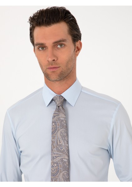 Erkek Açık Mavi Slim Fit Non Iron Pamuk Karışımlı Klasik Gömlek 50305838-VR003 fiyatları
