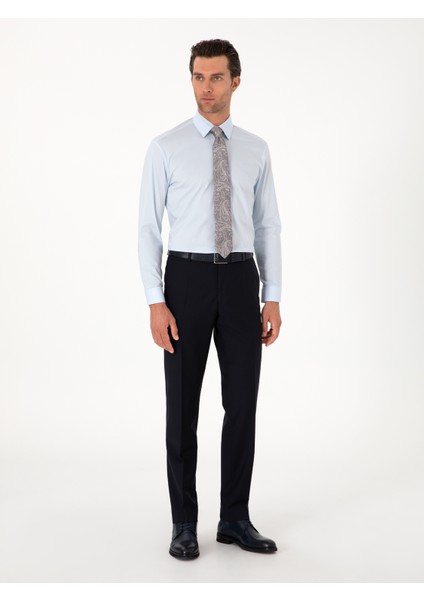 Erkek Açık Mavi Slim Fit Non Iron Pamuk Karışımlı Klasik Gömlek 50305838-VR003 fırsatları
