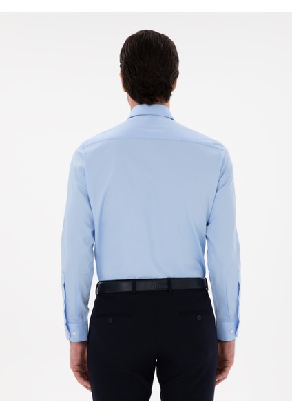 Erkek Mavi Slim Fit Klasik Yaka Basic Gömlek 50304037-VR036