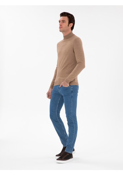 Erkek Camel Slim Fit Basic Kazak 50293281-VR015