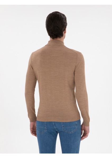 Erkek Camel Slim Fit Basic Kazak 50293281-VR015