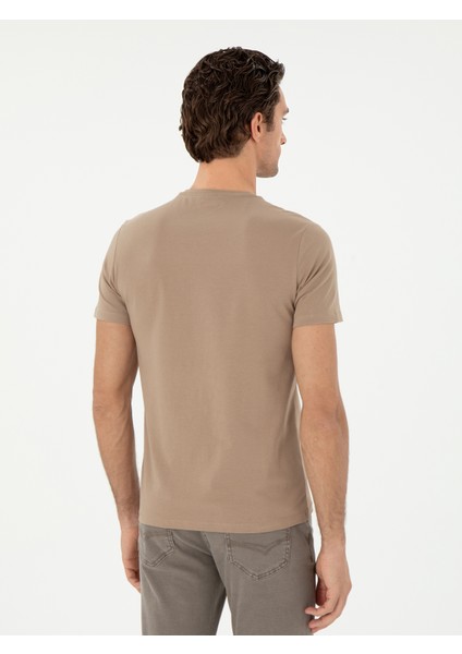 Erkek Vizon Slim Fit Bisiklet Yaka Merserize Basic T-Shirt 50305451-VR052