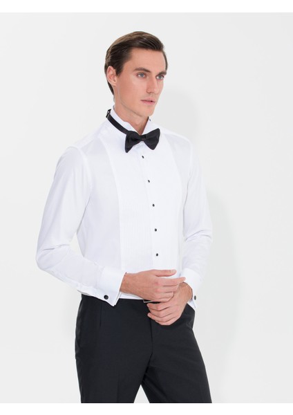 Erkek Beyaz Slim Fit Smokin Gömlek 50259796-VR013 fırsatları