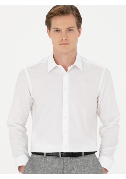 Erkek Beyaz Slim Fit Uzun Kollu Gömlek 50279880-VR013