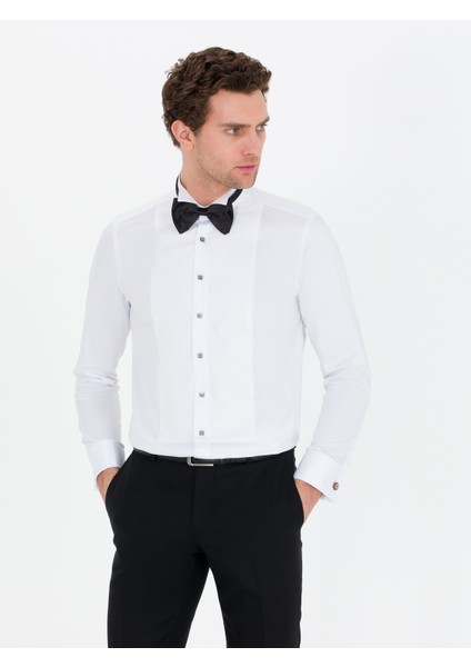 Erkek Beyaz Slim Fit Smokin Gömlek 50265358-VR013 fırsatları