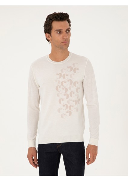 Erkek Beyaz Slim Fit Kazak 50291586-VR013