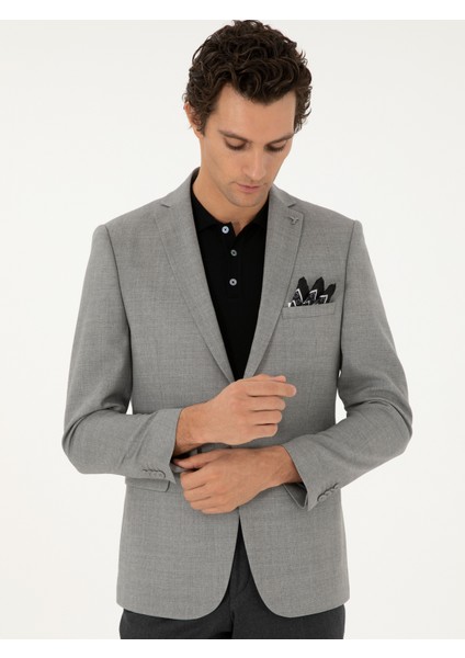 Erkek Gri Slim Fit Yün Klasik Ceket 50305790-VR024 modelleri