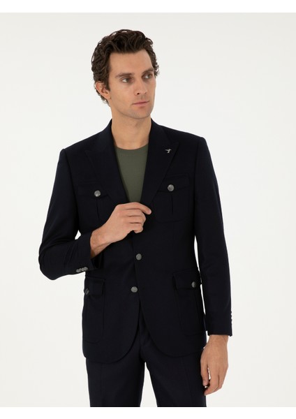 Erkek Koyu Lacivert Slim Fit Ceket 50290826-VR100