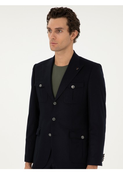 Erkek Koyu Lacivert Slim Fit Ceket 50290826-VR100