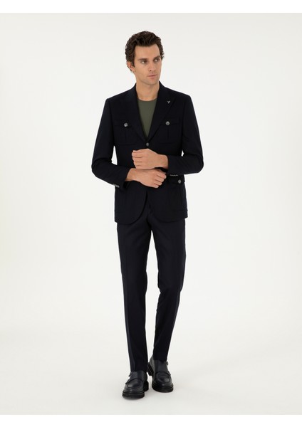 Erkek Koyu Lacivert Slim Fit Ceket 50290826-VR100
