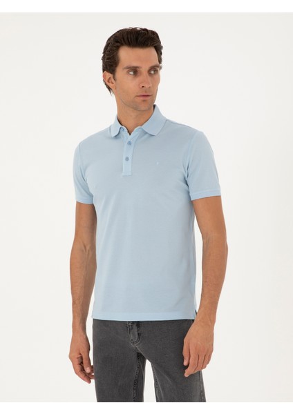 Erkek Açık Mavi Slim Fit Basic Tişört 50284769-VR095