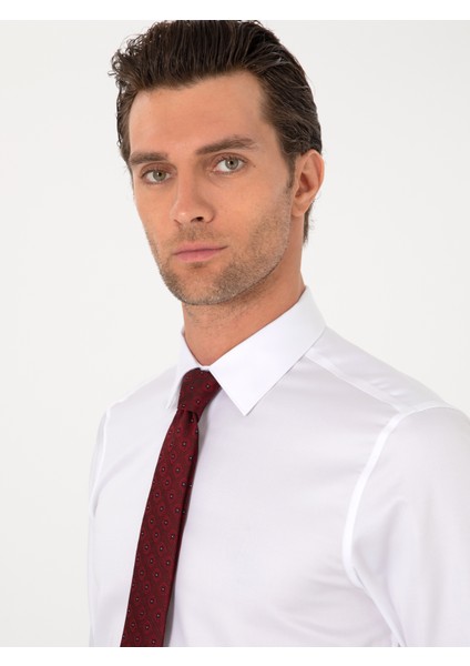Erkek Beyaz Slim Fit %100 Pamuk Non Iron Klasik Gömlek 50303289-VR013 fiyatları