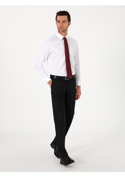 Erkek Beyaz Slim Fit %100 Pamuk Non Iron Klasik Gömlek 50303289-VR013 fırsatları