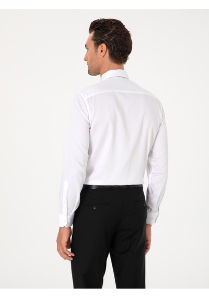 Erkek Beyaz Slim Fit %100 Pamuk Non Iron Klasik Gömlek 50303289-VR013 indirimleri