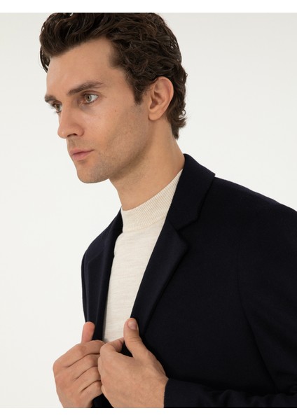 Erkek Lacivert Slim Fit Palto 50304686-VR033 fiyatları