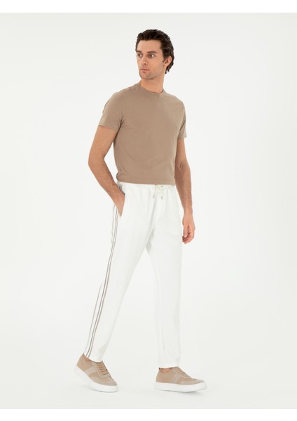 Erkek Ekru Regular Fit Düz Paça Eşofman Altı 50300970-VR019