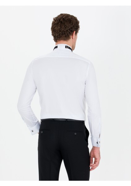 Erkek Beyaz Slim Fit Smokin Gömlek 50265358-VR013 fiyatları