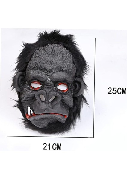 Lateks Goril Maskesi Maymun Maskesi Et Maskesi Orangutan Siyah Saçlı 4 No