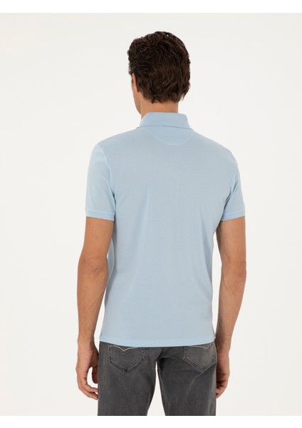 Erkek Açık Mavi Slim Fit Basic Tişört 50284769-VR095