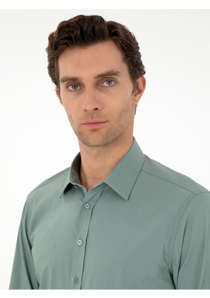 Erkek Mint Slim Fit Uzun Kollu Gömlek 50284433-VR237 fiyatları