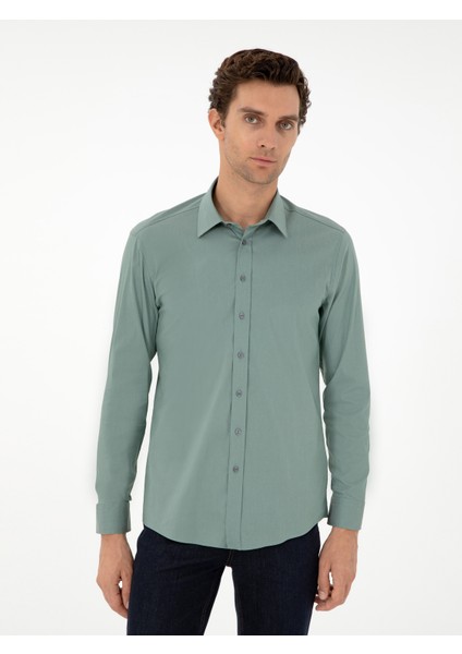 Erkek Mint Slim Fit Uzun Kollu Gömlek 50284433-VR237 modelleri