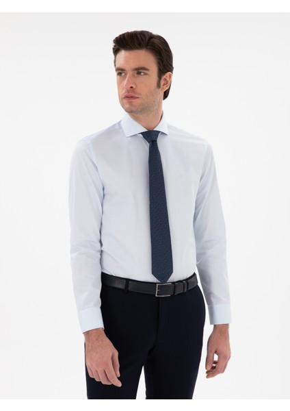 Erkek Açık Mavi Slim Fit Italyan Yaka Klasik Gömlek 50305851-VR003