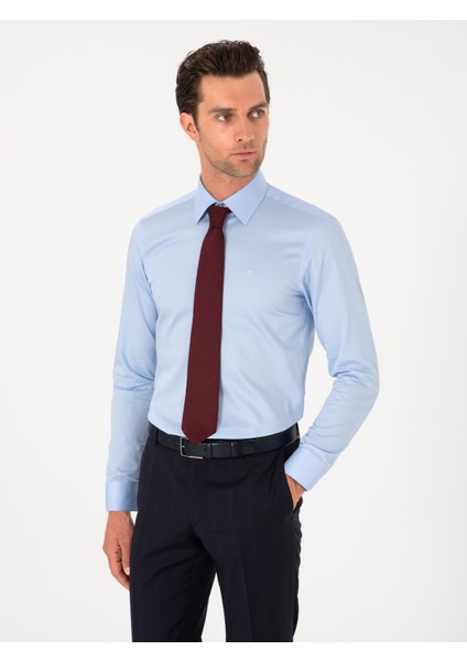 Erkek Açık Mavi Slim Fit Pamuklu Klasik Gömlek 50311551-VR003