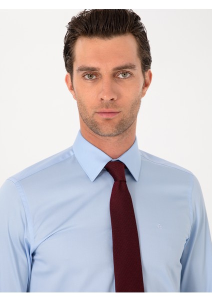Erkek Açık Mavi Slim Fit Pamuklu Klasik Gömlek 50311551-VR003 fiyatları