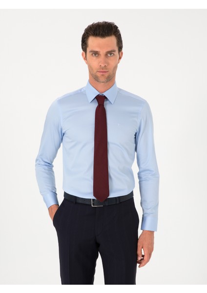 Erkek Açık Mavi Slim Fit Pamuklu Klasik Gömlek 50311551-VR003 modelleri