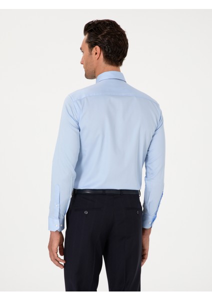 Erkek Açık Mavi Slim Fit Pamuklu Klasik Gömlek 50311551-VR003 indirimleri