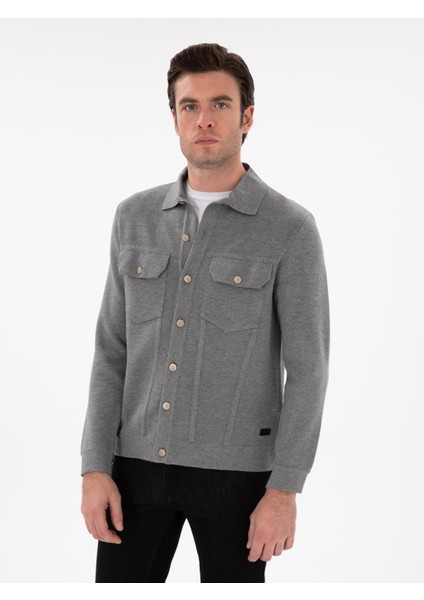 Erkek Gri Regular Fit Triko Hırka 50291621-VR024