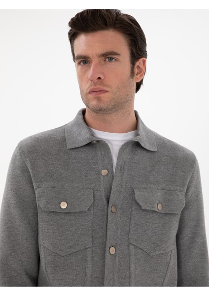 Erkek Gri Regular Fit Triko Hırka 50291621-VR024